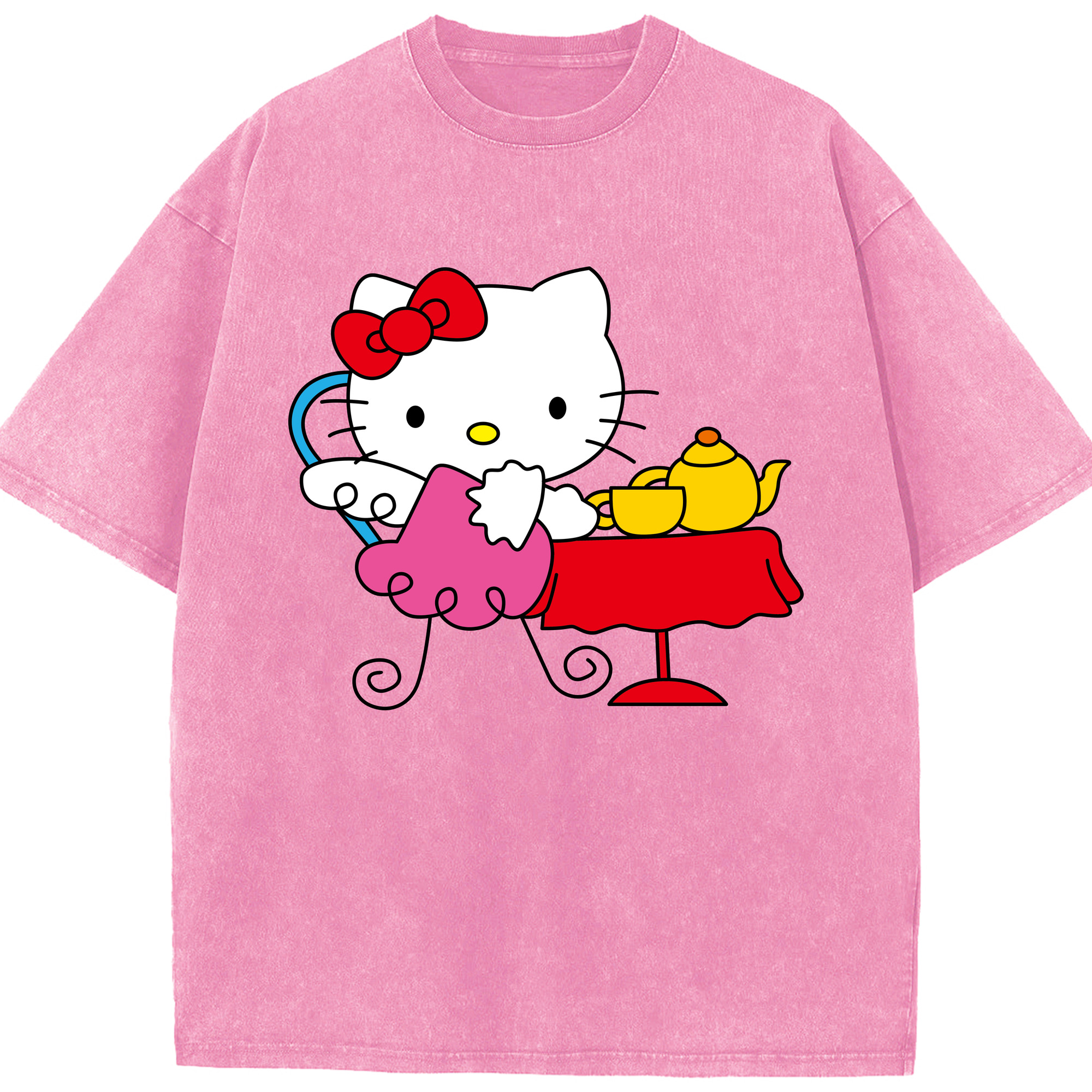 （画像用） Hello Kitty ハローキティ 綿100% ヴィンテージ風 半袖Tシャツ（フロントプリント）